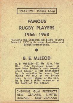 1968 Playtime Rugby Gum Famous Rugby Players - Red #29 Bruce McLeod Back